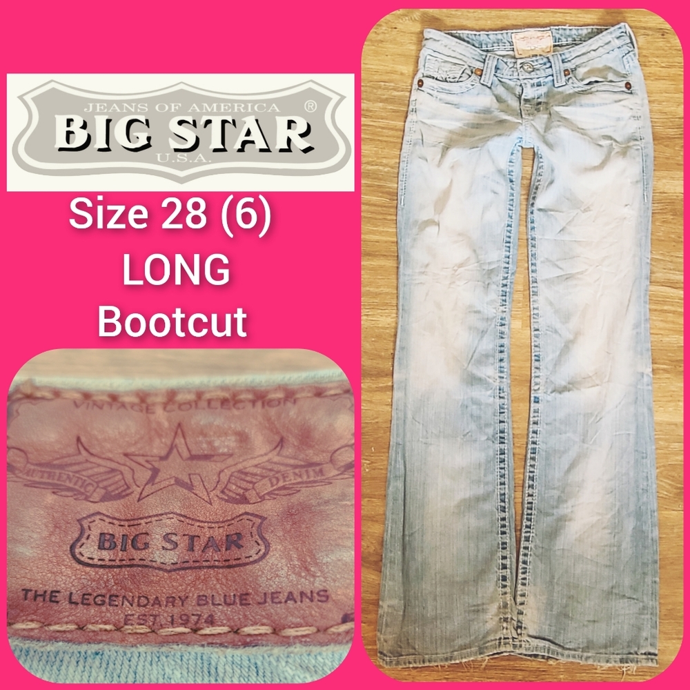 ⭐ Big Star Blue Jeans Size 6 Bootcut LONG ⭐